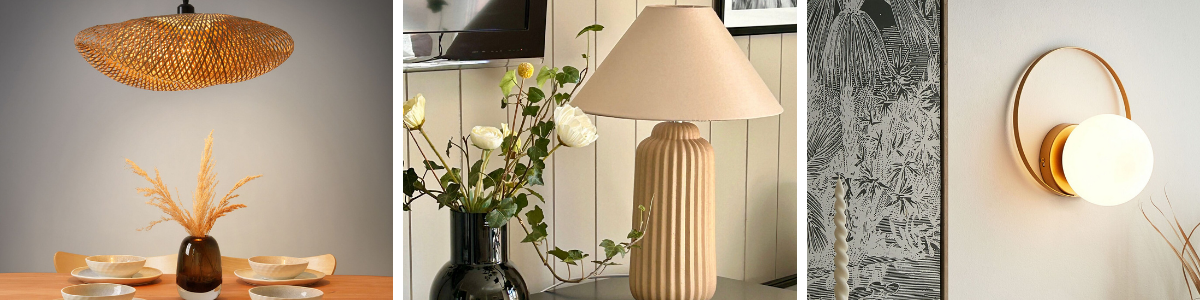 Image showing different types of lamps - hanging, table and wall lamp