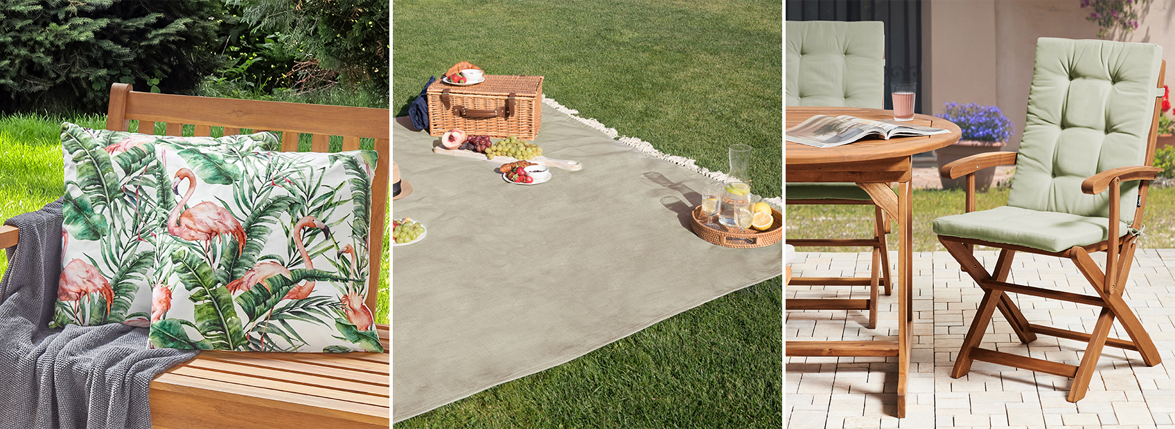 cushions and picnic blankets
